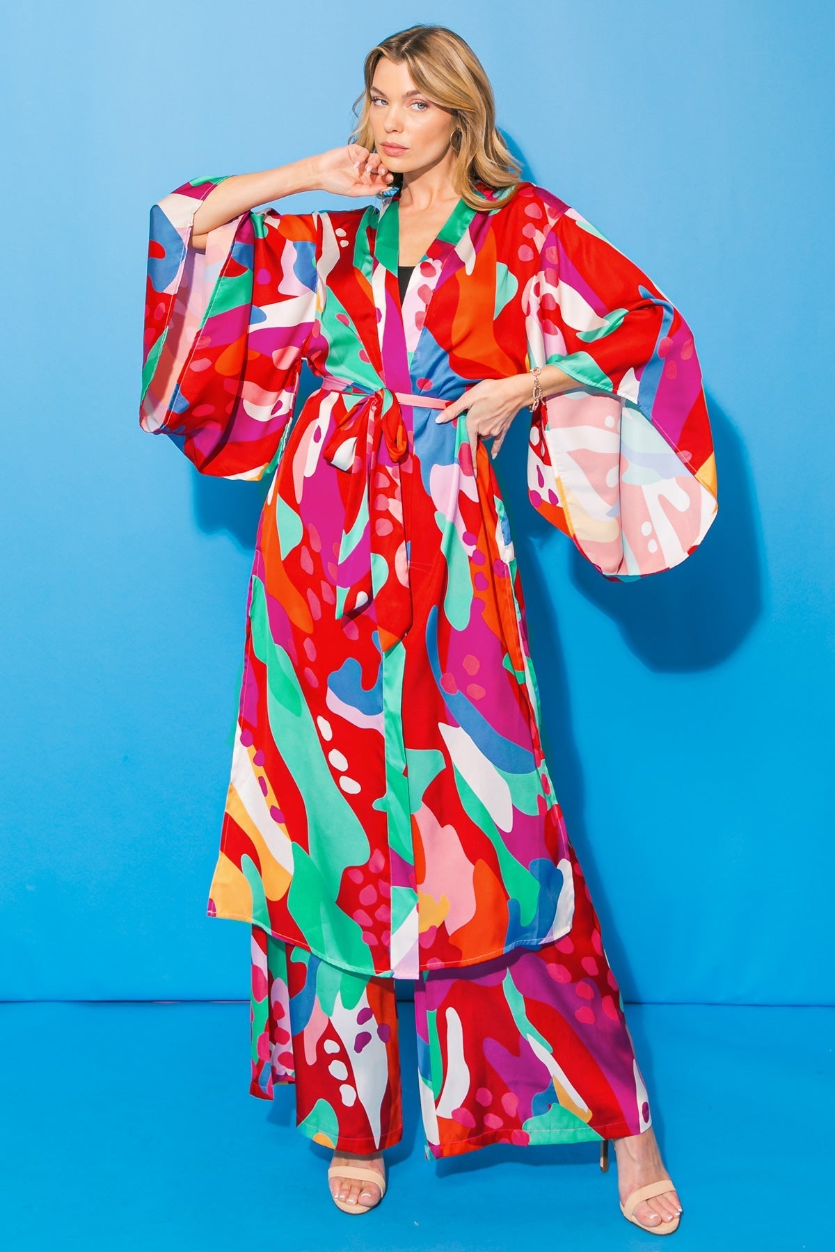 CANCUN GETAWAY SATIN MIDI KIMONO Flying Tomato